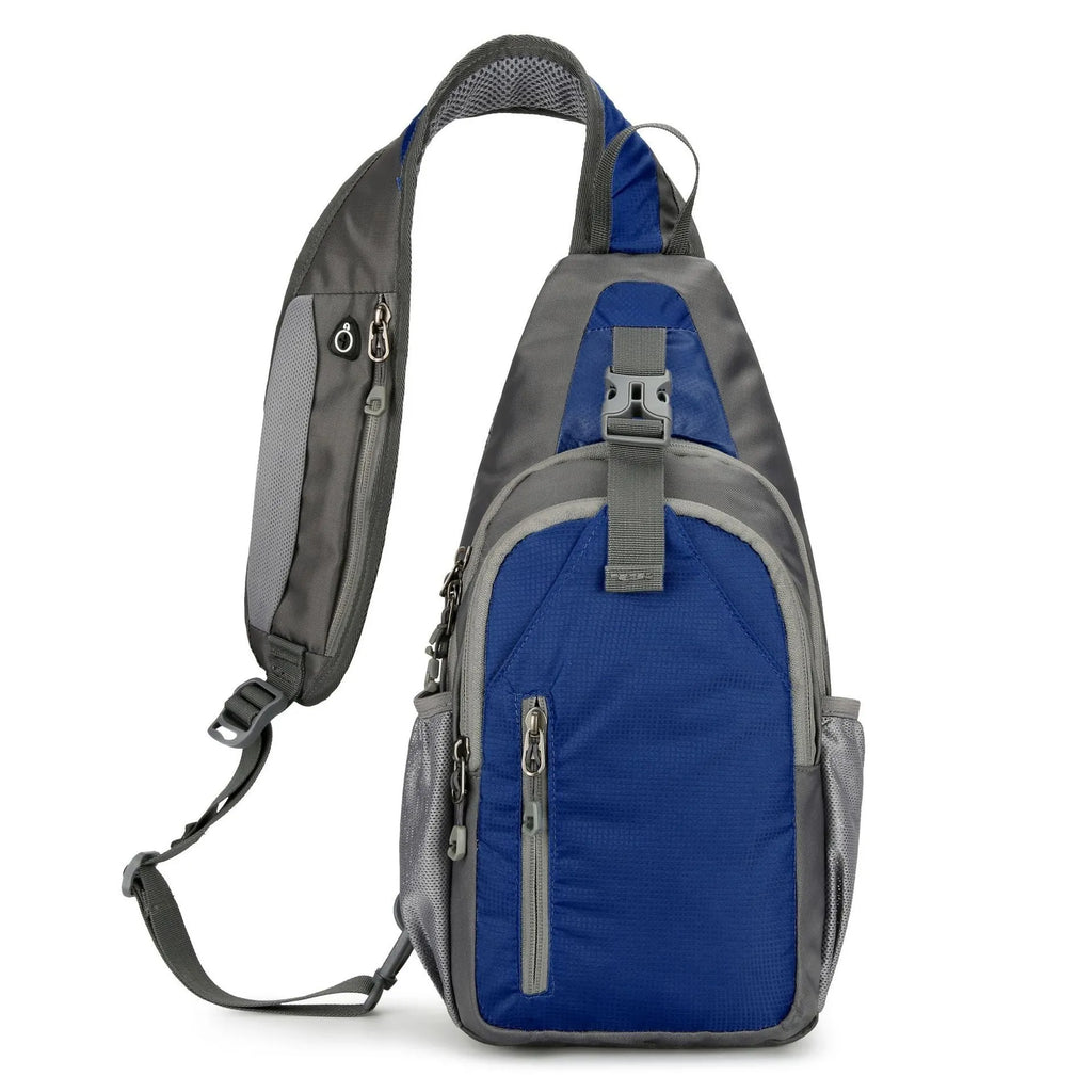 Nylon canvas chest bag in Army Green with contrast colour detailing and crossbody strap