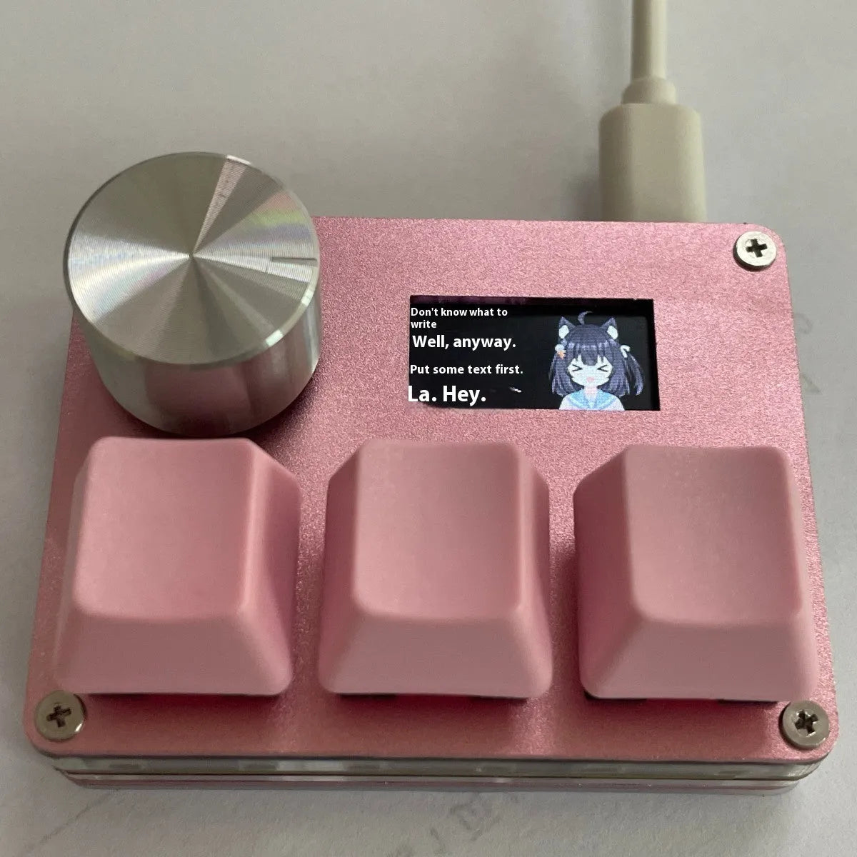 Customisable magnetic axis game keyboard keypad with colour screen, control knob, and RGB backlighting
