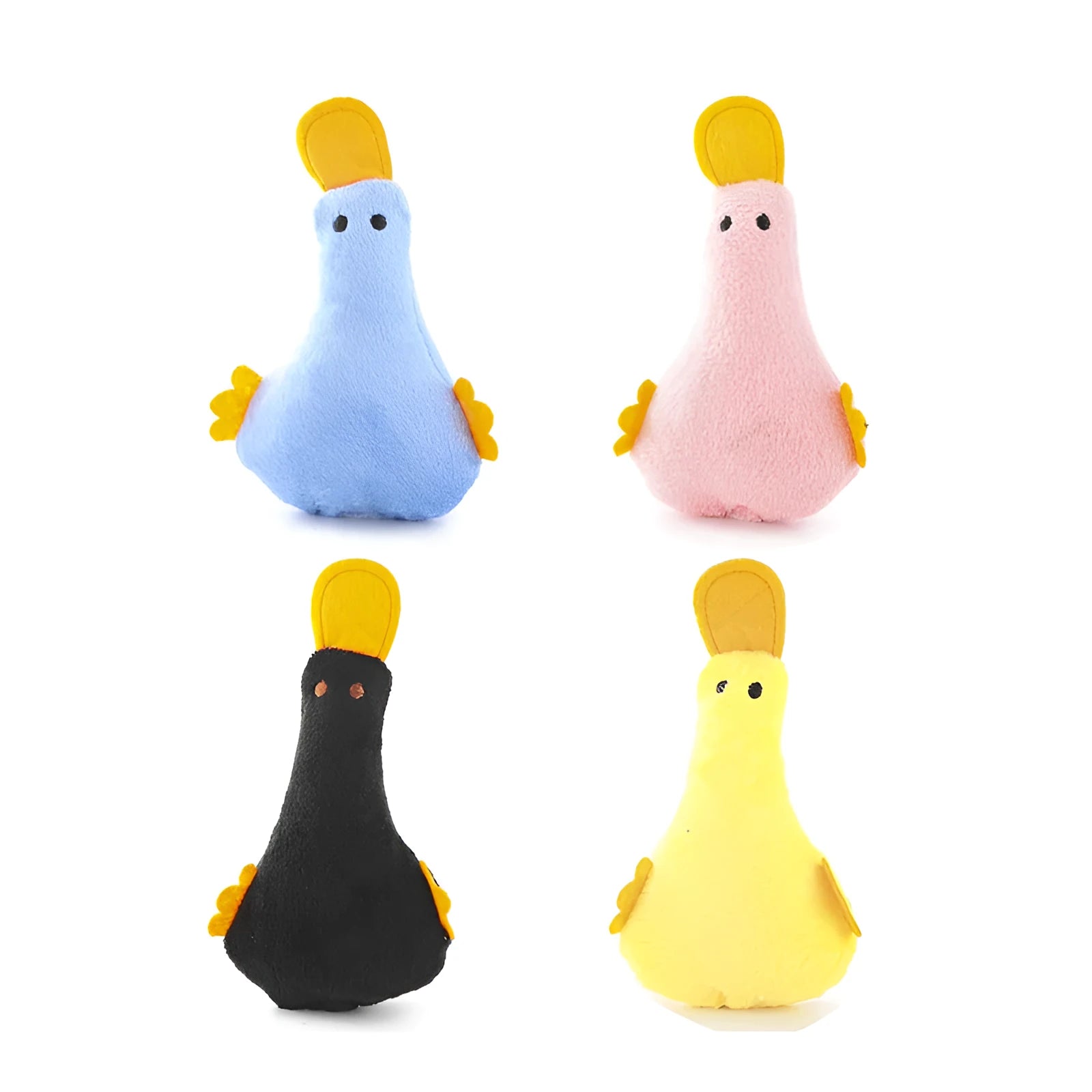 Colourful duck plush pet toy with catnip filling and squeaker for dogs and cats