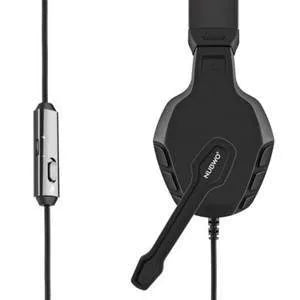 E-sports gaming headset in pure black with over-ear design, 50mm drivers, and attached microphone on 1.6m cable
