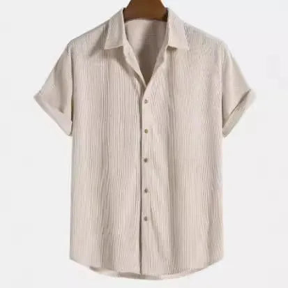 Men's casual short-sleeved polyester cardigan shirt in multiple colours and sizes