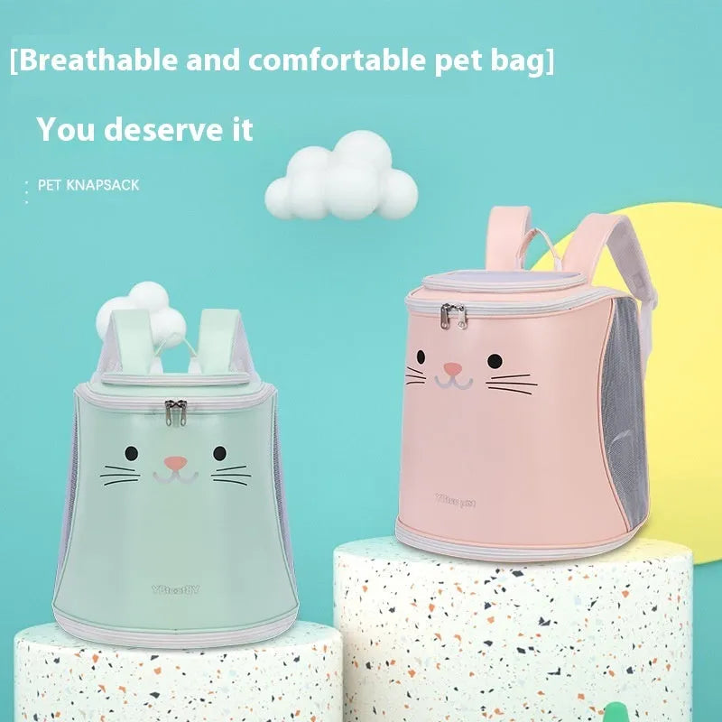 Foldable double-shoulder pet carrier bag in Beige for cats and dogs 34x37x37CM
