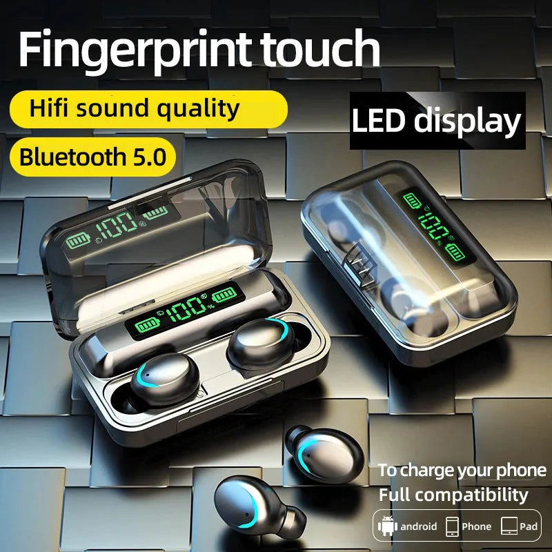 Wireless Bluetooth headset sports mini earplug style in black with USB charging