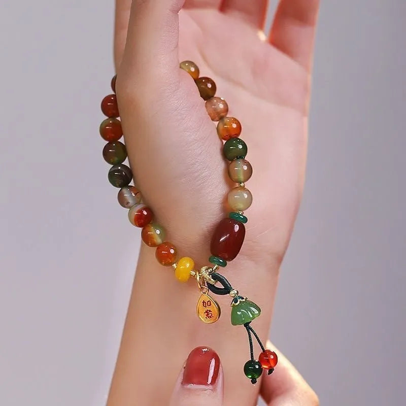 M990 Lotus Ruyi bracelet with mixed materials and national style lotus decorative elements