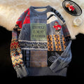 Men's winter fleece-lined cotton blend sweater pullover in blue, loose fit, velvet thickening option