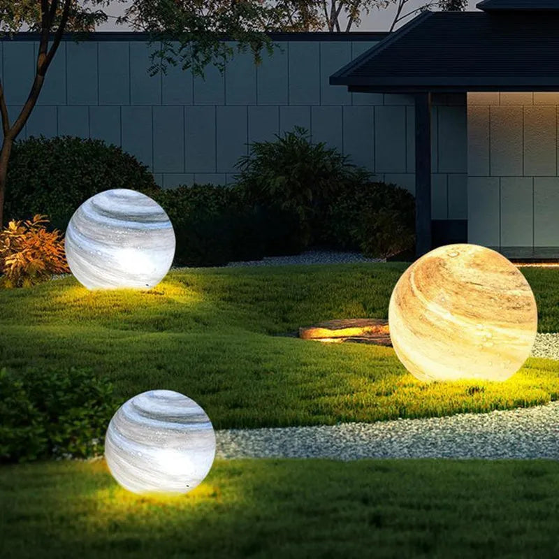 Solar lawn lamp with crystal and die cast aluminium housing, IP65 waterproof, 12W high-light LED, coffee colour, 30cm height, in a garden setting