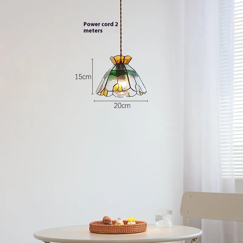 MD-0365 handmade glass chandelier bedside lamp with ABS chassis on ceiling