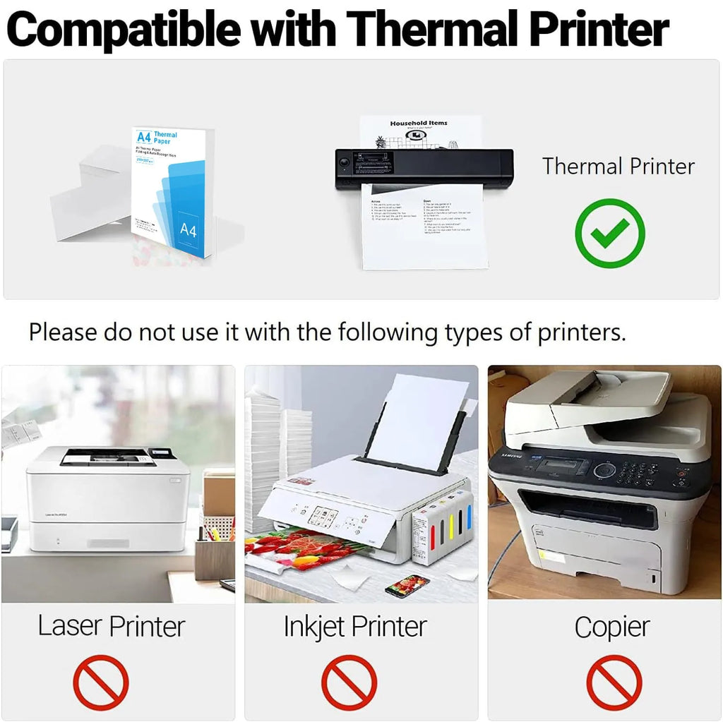 White A4 thermal printer paper for portable thermal printers