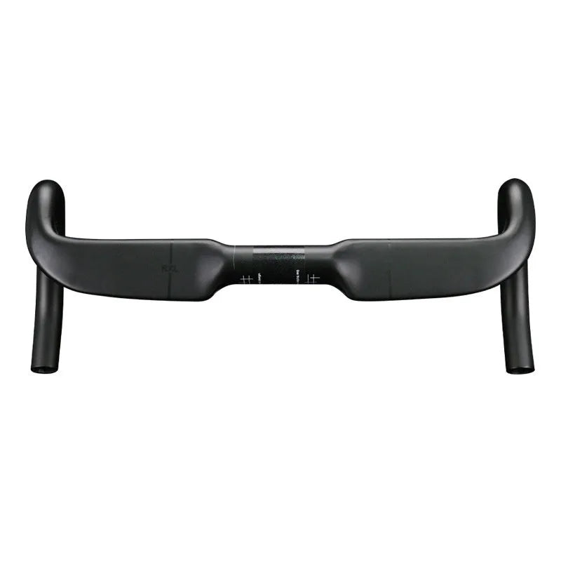 Carbon fibre road bike handlebar showing black and red colour options with double line graphic.