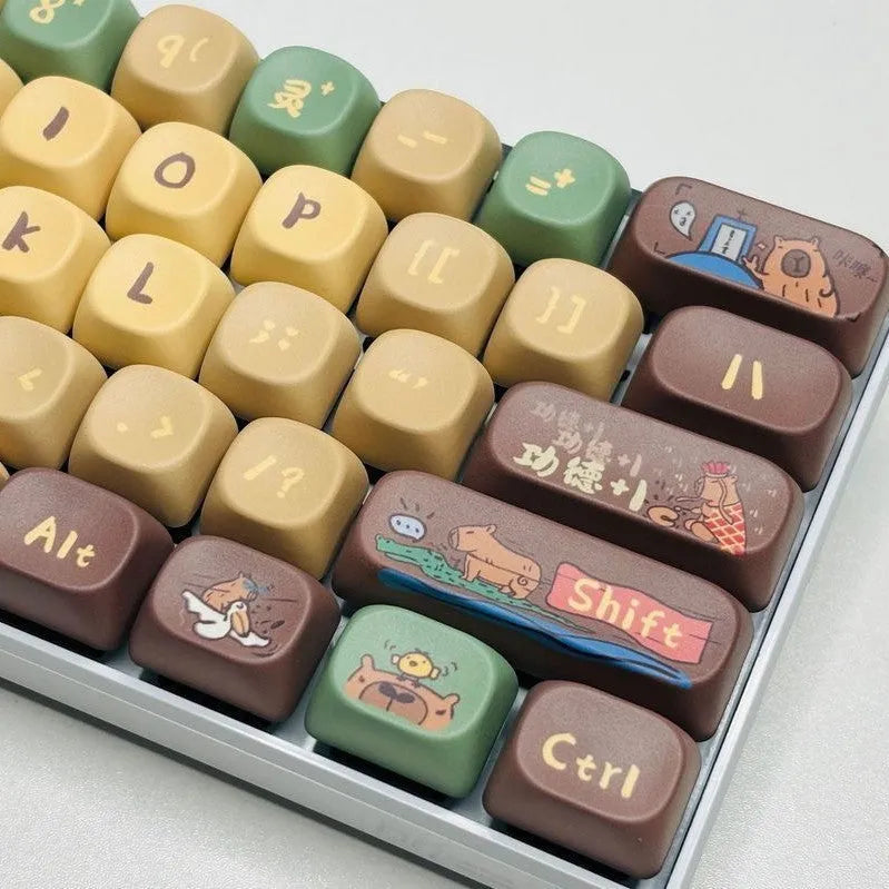Capabala MOA girl themed 130-piece ABS mechanical keyboard keycap set laid out.