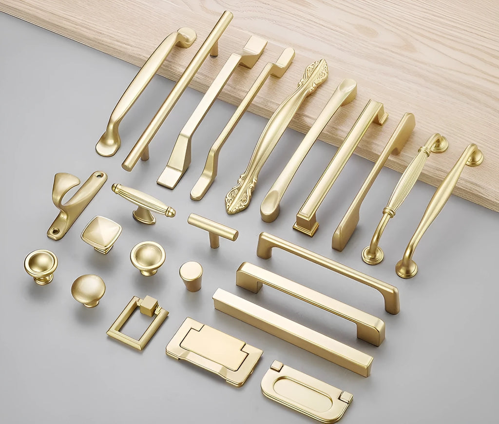 Modern gold T-shaped aluminium alloy single-hole cabinet handle