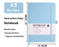 A5 diary with soft PU leather cover in a skin feeling texture, open to show horizontal line pages.