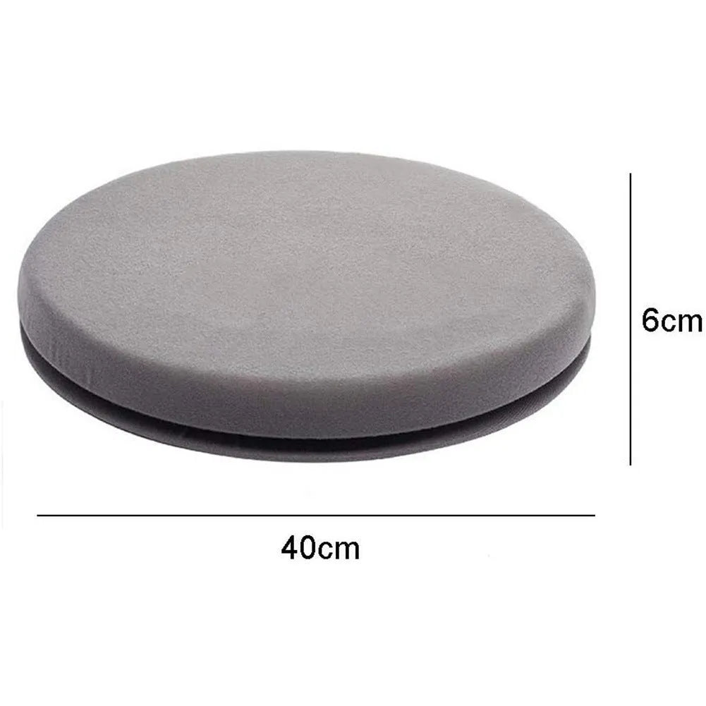 Rotating non-slip car seat cushion with short plush cover on a car seat.