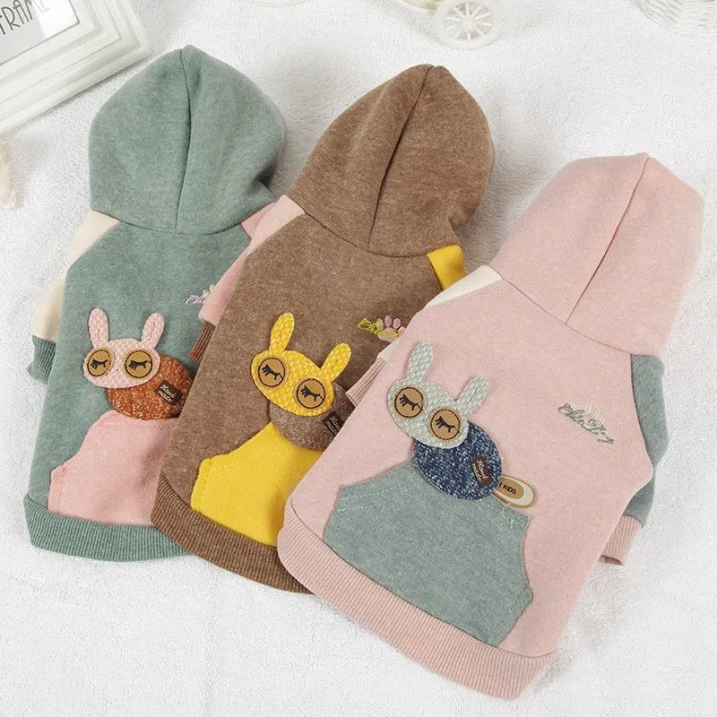 Brown cotton pet sweatshirt on a dog, showing casual fit and soft material.