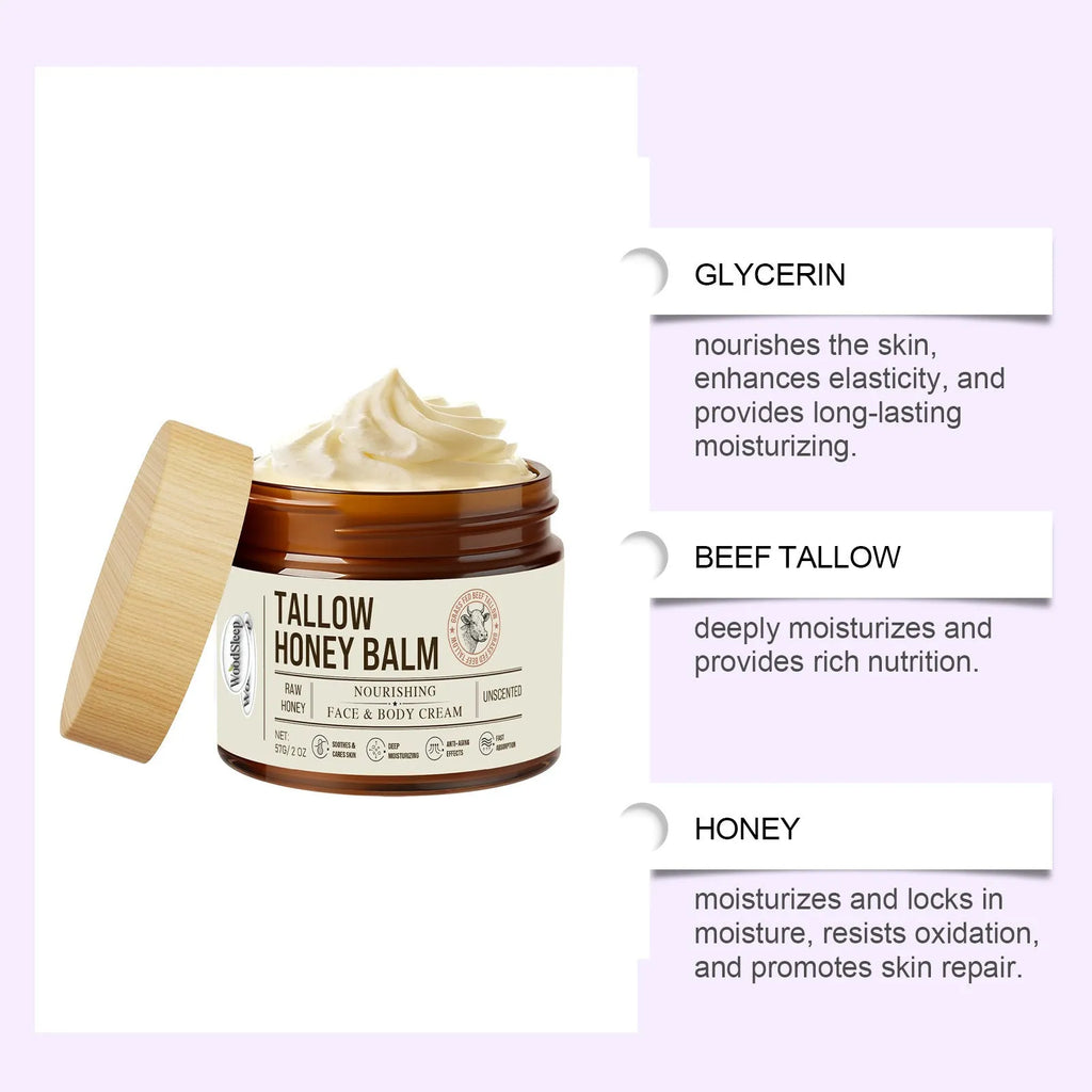 57g jar of tallow honey skin repair moisturising cream with zinc oxide and titanium dioxide