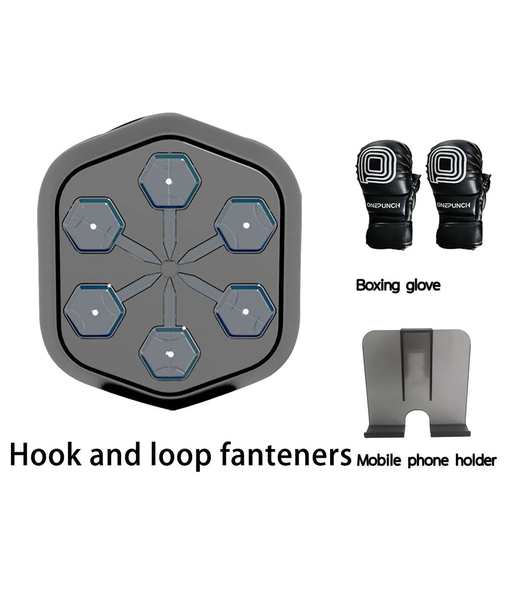 Smart black boxing machine with Bluetooth connection and included gloves