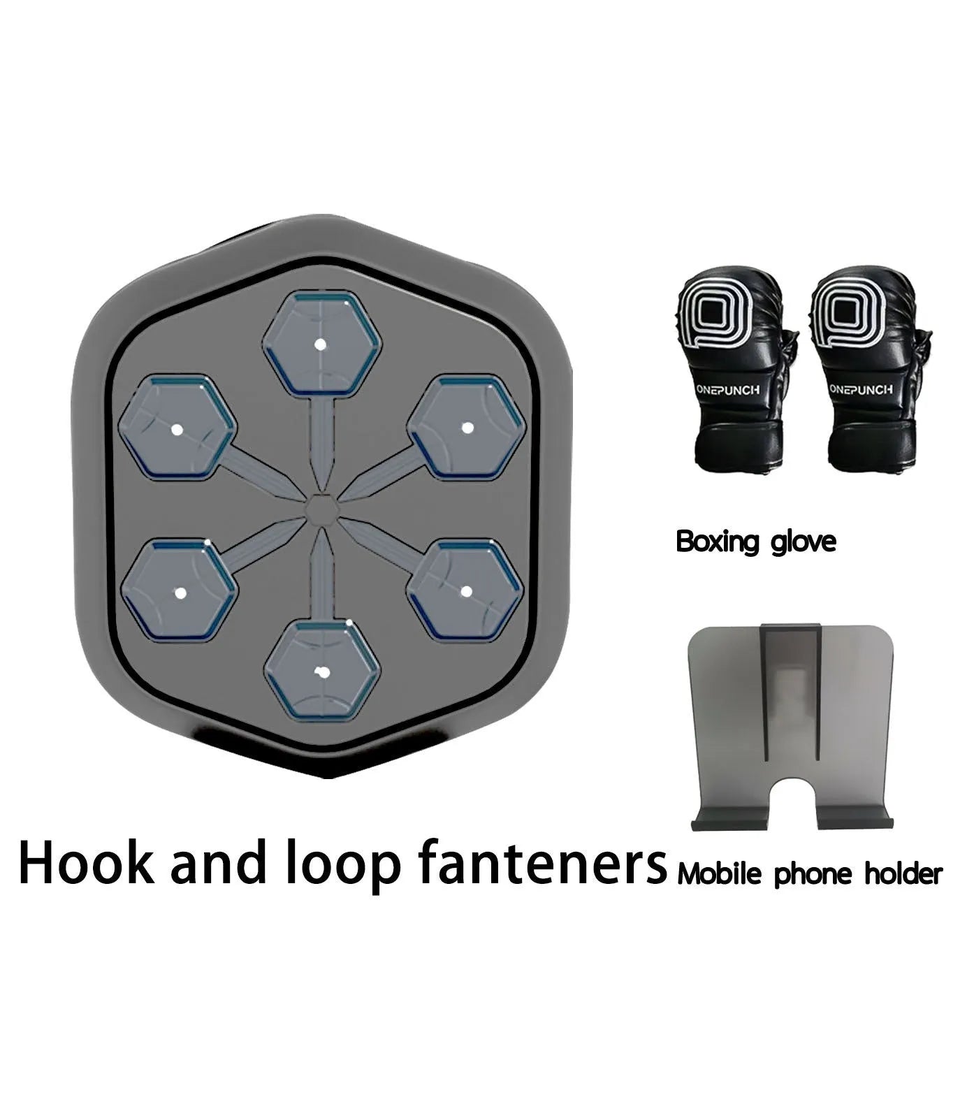 Smart black boxing machine with Bluetooth connection and included gloves