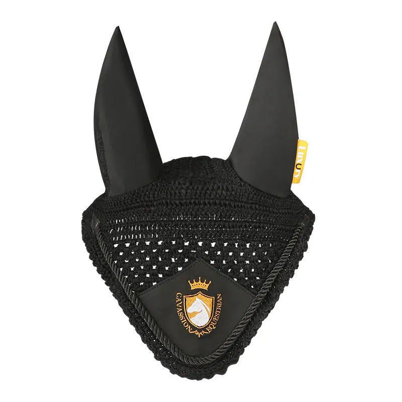 Horse ear muff in white, black, wine red, or navy blue for equestrian and cycling head protection against mosquitoes and flies
