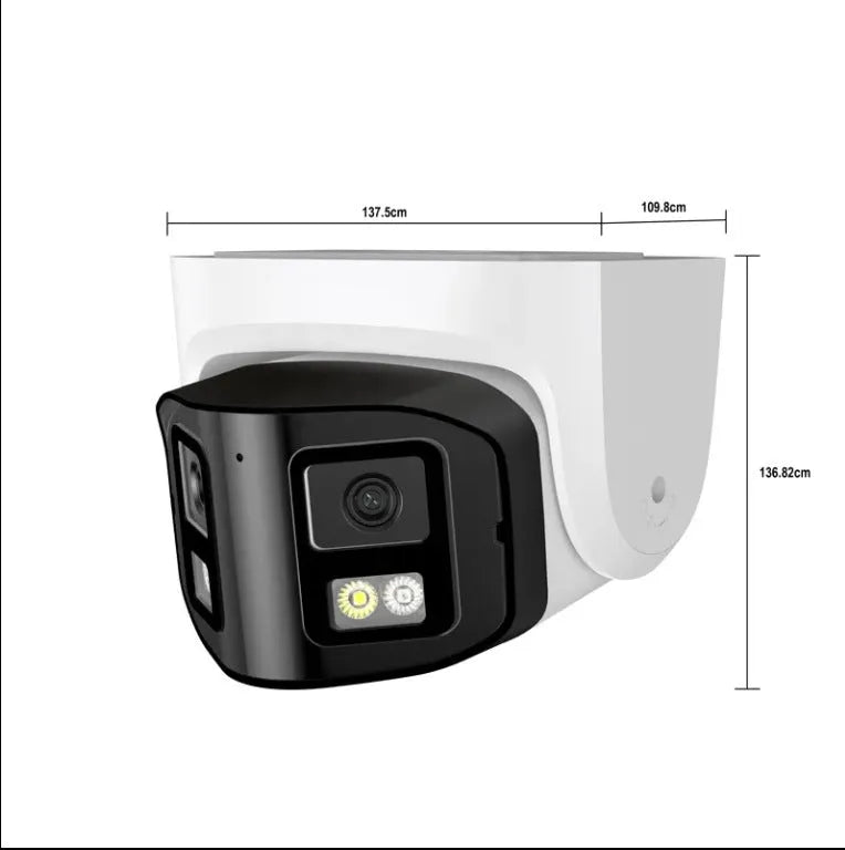 4MP dual-lens POE CCTV security camera with panoramic coverage and IP66 waterproof rating
