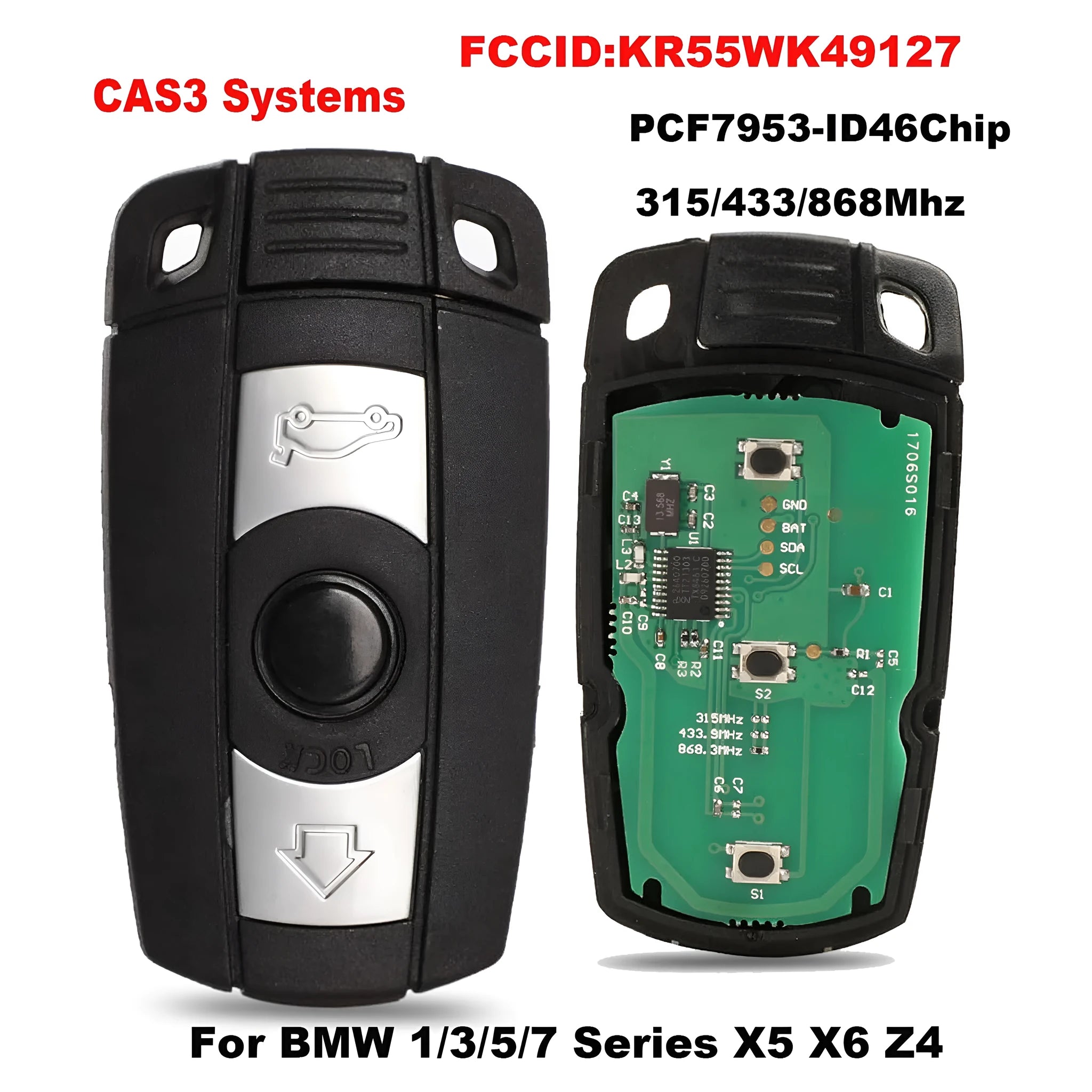 BMW HU92 semi-intelligent three-button remote car key fob