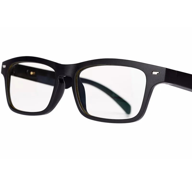 Black smart glasses with Bluetooth open-ear audio speakers on temples and choice of lenses