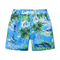 Printed beach shorts with hairband belt waist in chemical fibre blend fabric showing tropical print designs