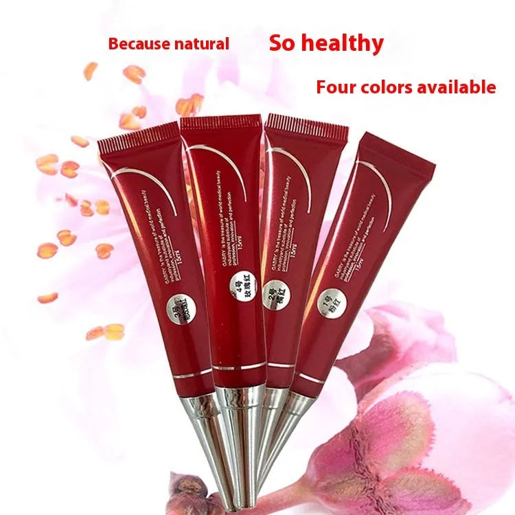 Vermilion waterproof lip gloss tube in five colour options showing liquid lipstick formula