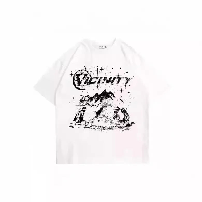 Men's black T-shirt with a colourful retro hip hop graphic print on the front.