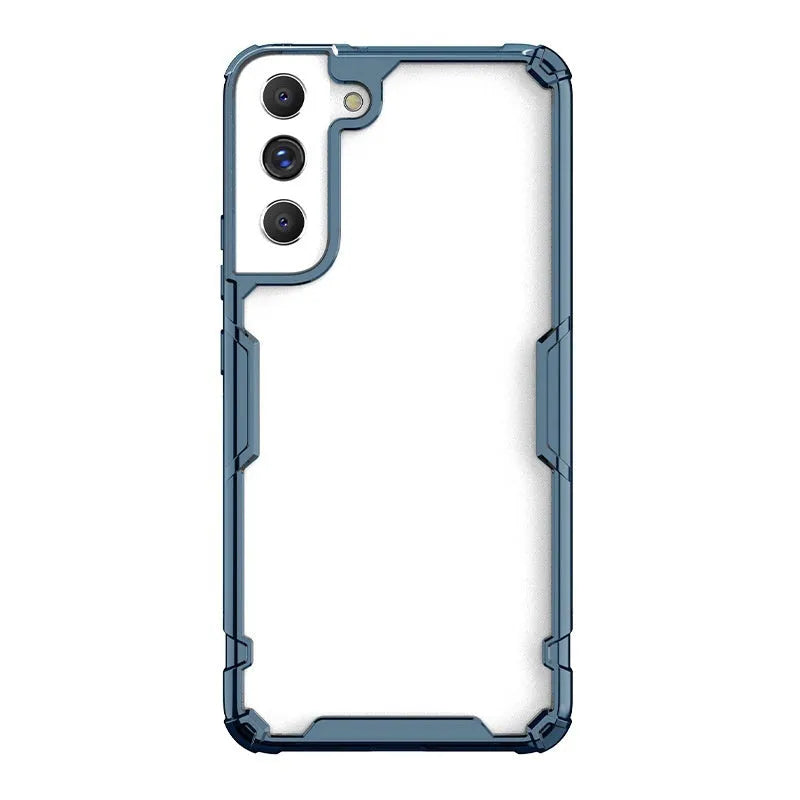Samsung Galaxy S22+ Natural Color Pro transparent soft TPU phone case in blue colour back view