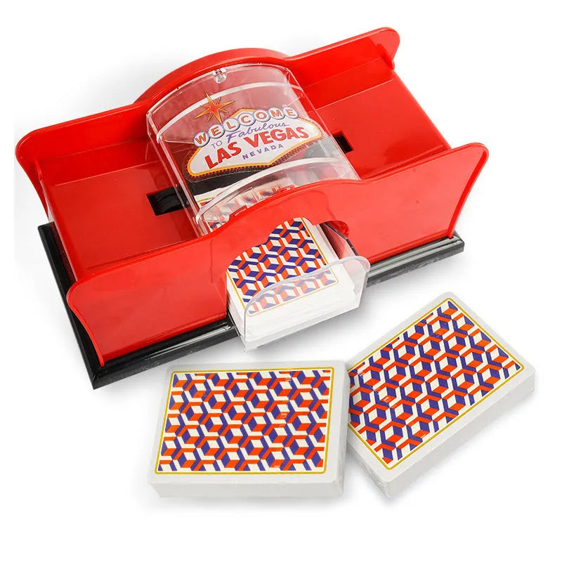 Manual card shuffler machine with hand crank for poker and casino games