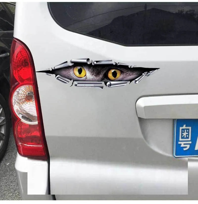 Eagle Eye or Tiger Eye 3D car door sticker on HD transparent PVC, 10x35 cm.