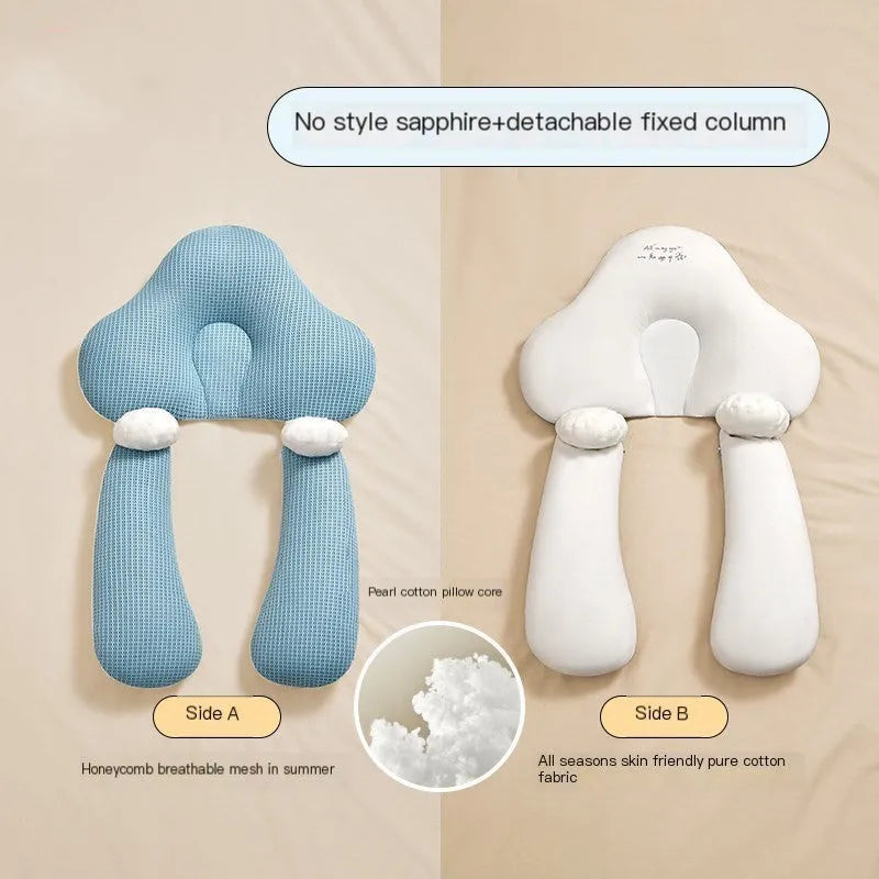 U-shaped baby head shaping pillow in pure cotton with detachable support column