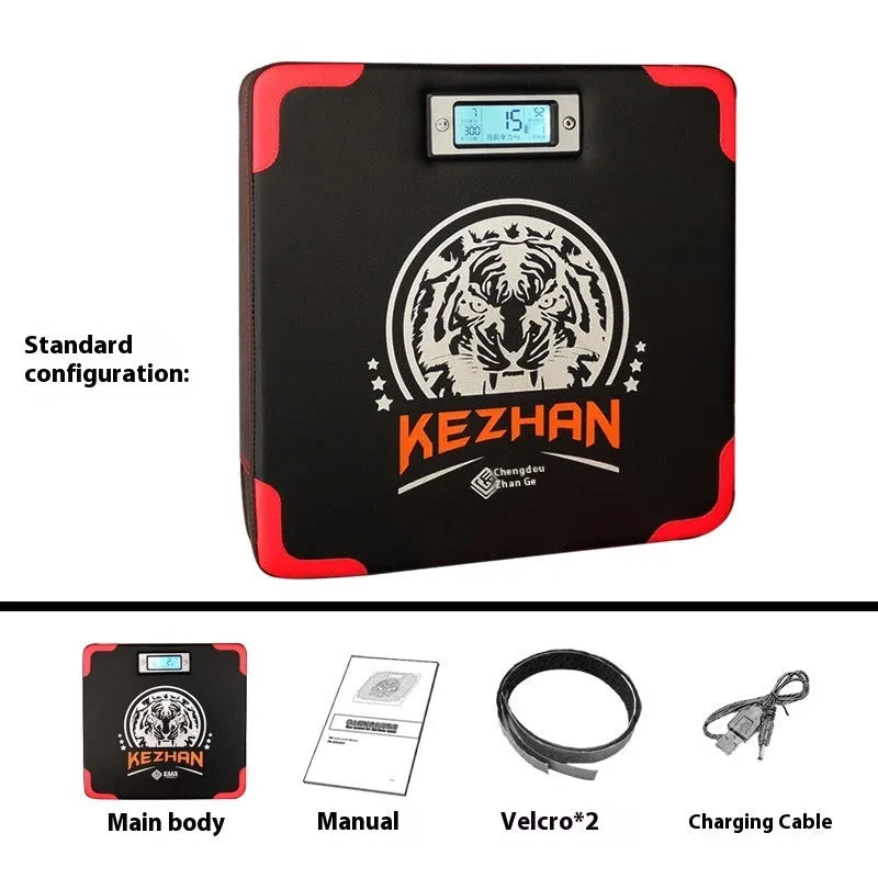 Smart hanging-type boxing training dynamometer with PU leather surface and Velcro mounting straps