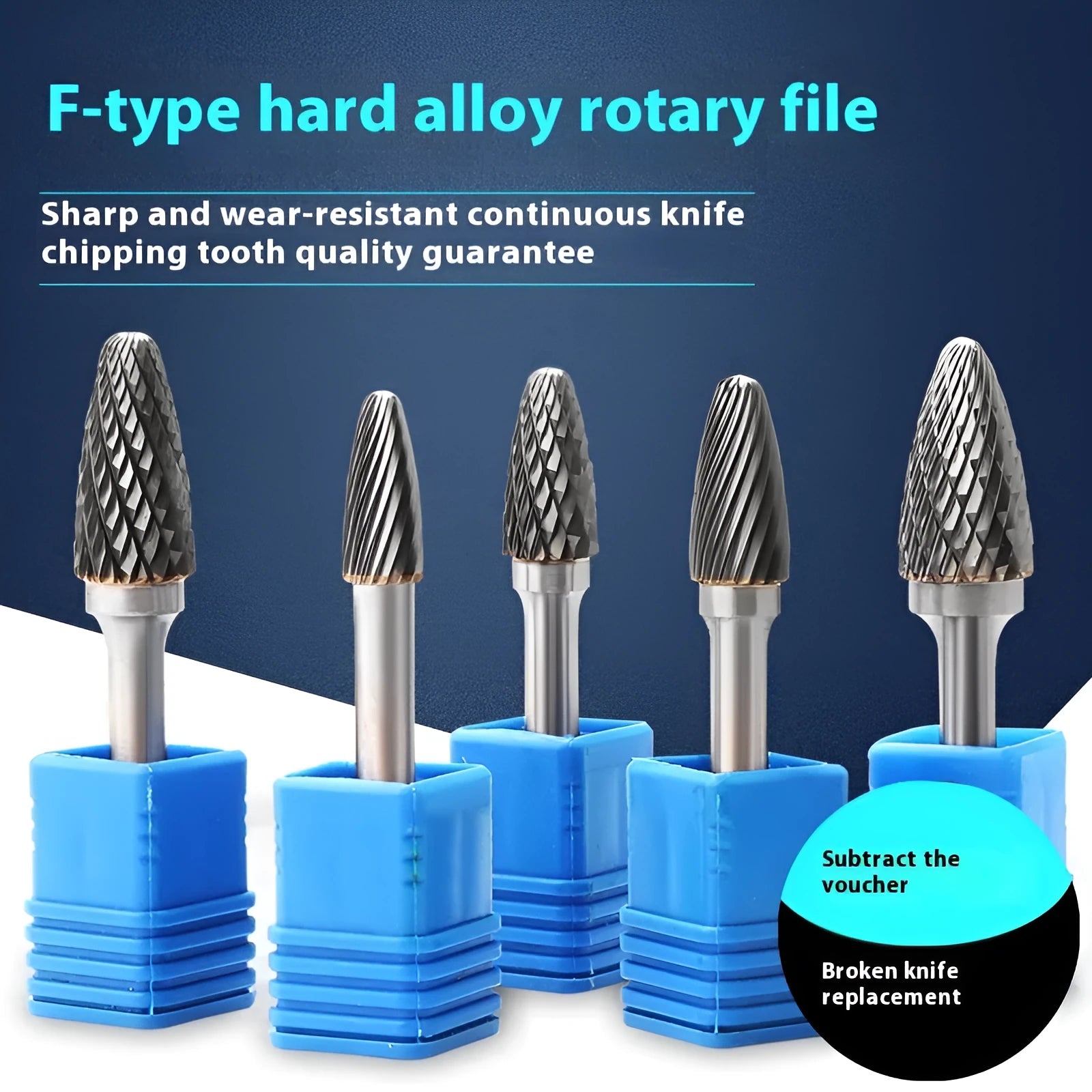 Tungsten steel alloy F-shaped rotary file milling cutter for grinding and engraving applications