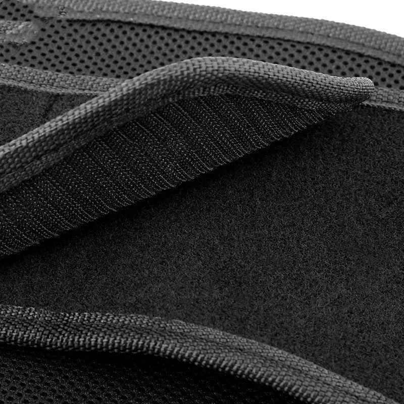 MDL1028 motorcycle waist support band in black and red colours showing M, L, XL sizing options