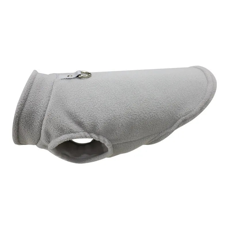A solid-colour polar fleece dog waistcoat shown in one of nine available colours, sized for a medium dog.