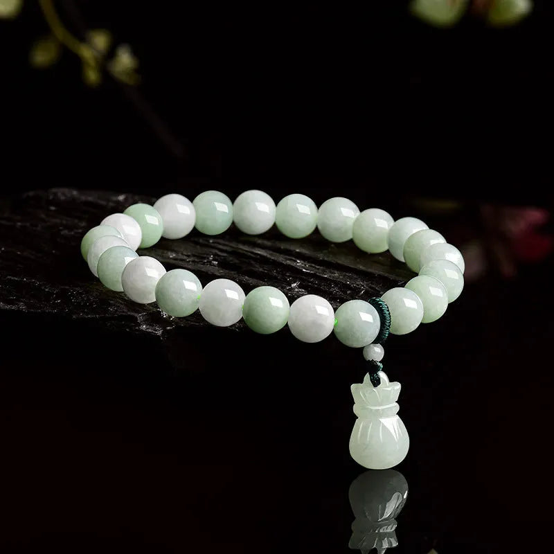 Ice jade colour flower-shaped 8mm bracelet with traditional Chinese national style design