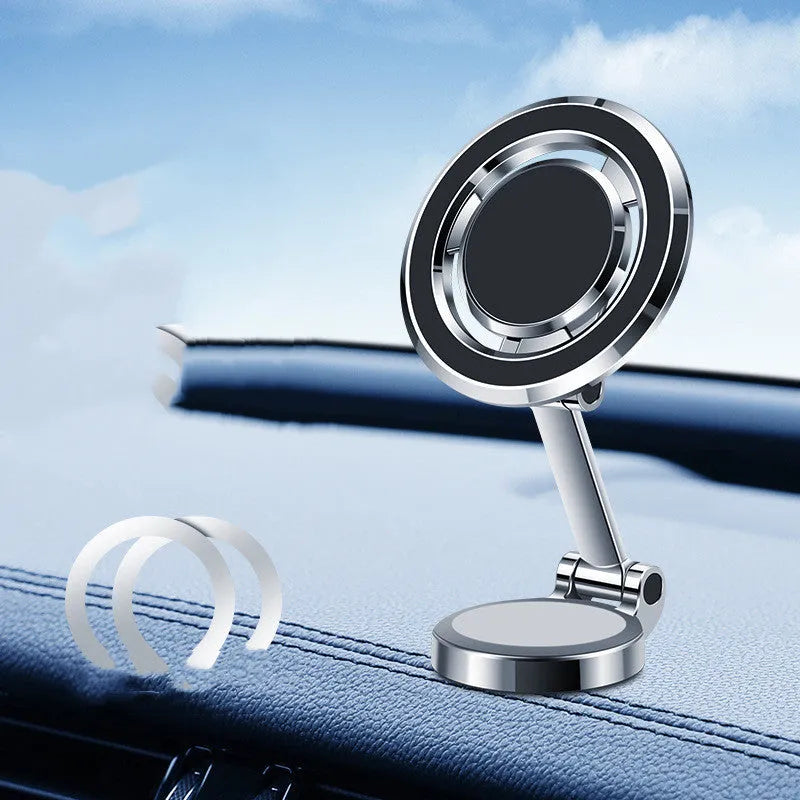 Obsidian black dashboard phone holder with magnetic mount and flexible rotation mechanism.