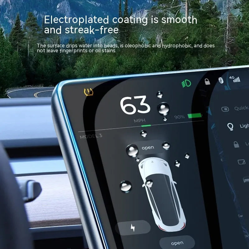 Huanxin 15.6 HD tempered glass screen protector for Tesla Model 3 and Model Y central display, white packaging with film applicator