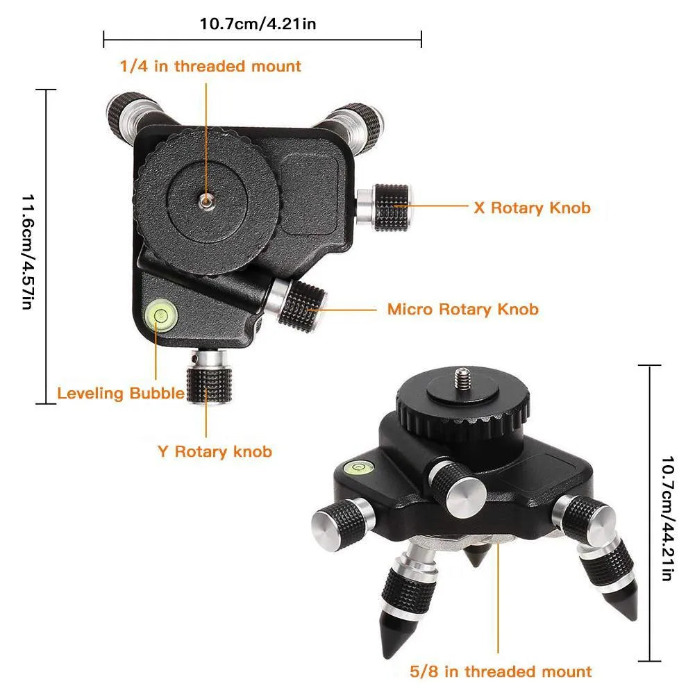 Black aluminium spirit level base with 360-degree angle adjustment for measurement tools