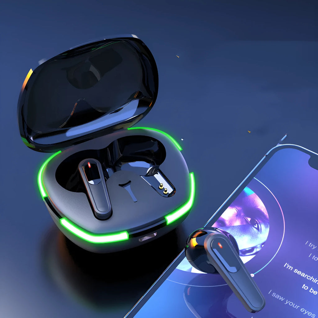 Black Pro60 Bluetooth sport earbuds with matte finish and a USB charging case.
