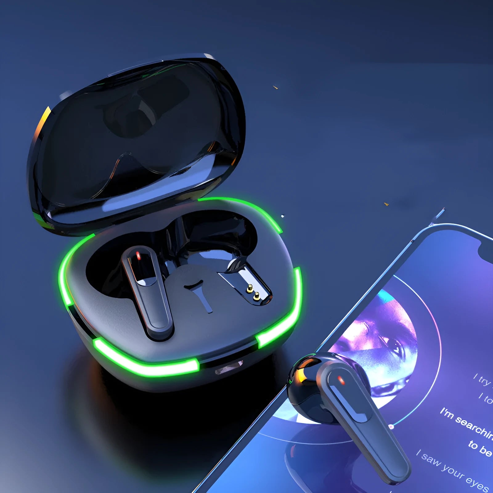 Black Pro60 Bluetooth sport earbuds with matte finish and a USB charging case.