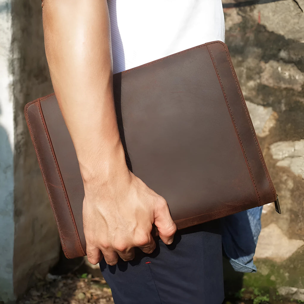 Genuine cowhide leather computer protective case for 13-15 inch laptops with sprayed finish and business style