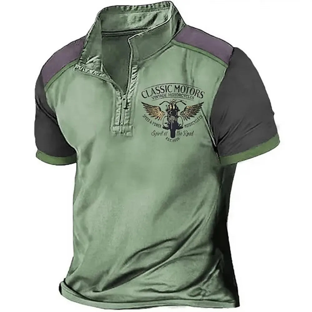 Men's 3D digitally printed golf polo shirt in bird eye polyester fabric with loose fit design