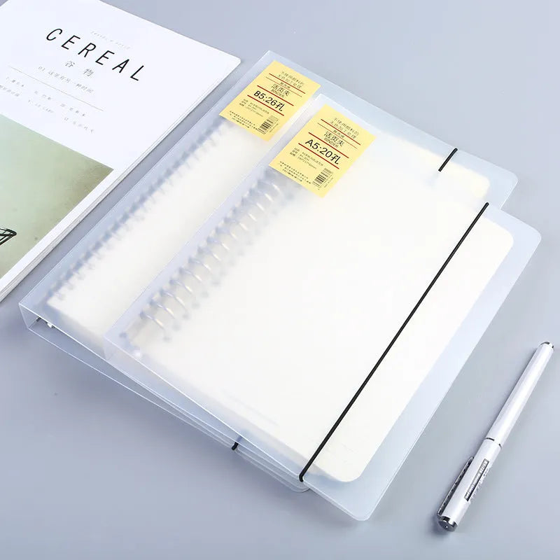 A5 26-hole loose-leaf notebook binder with horizontal line ruling and looped closure