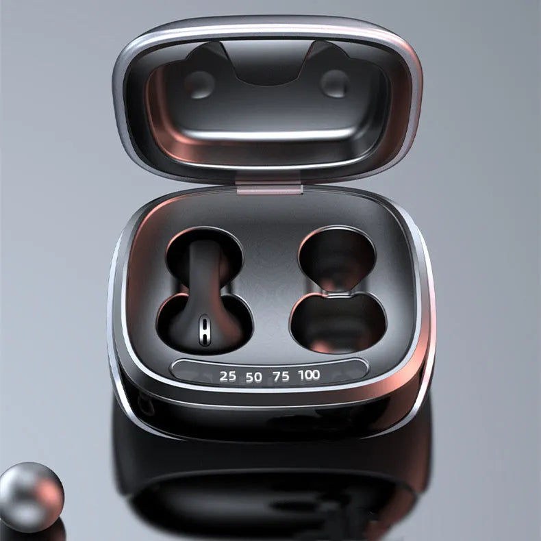 JX80 true wireless bone conduction Bluetooth headset in black, white, purple, or skin tone with charging case.