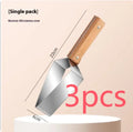 Stainless steel triangle fruit cutter knife with a removable protective cover for slicing melon and watermelon.