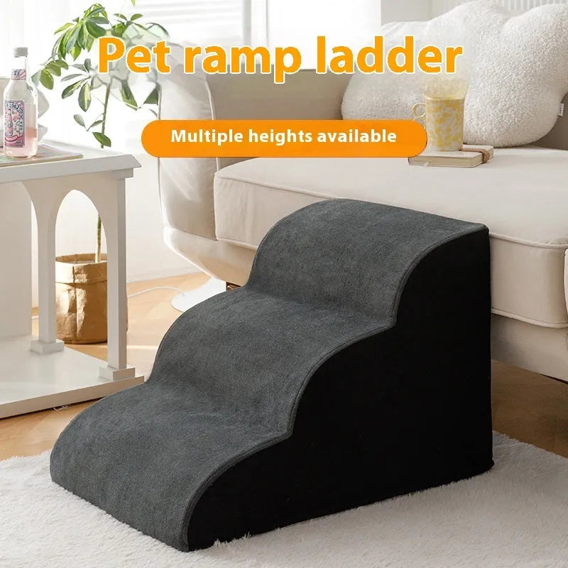 Wooden pet stairs with removable fabric cover in choice of colours and heights