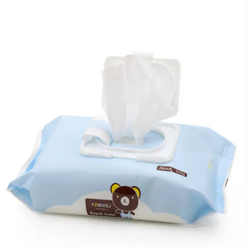 Blue pack of 68 baby wipes with lid, unscented kapok wipes for general cleaning