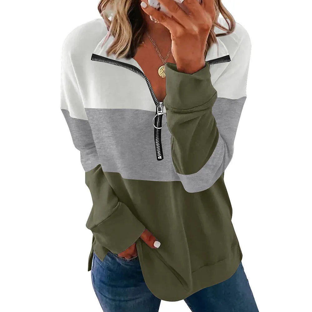 Women's loose long-sleeved leopard print pullover sweater in polyester fabric